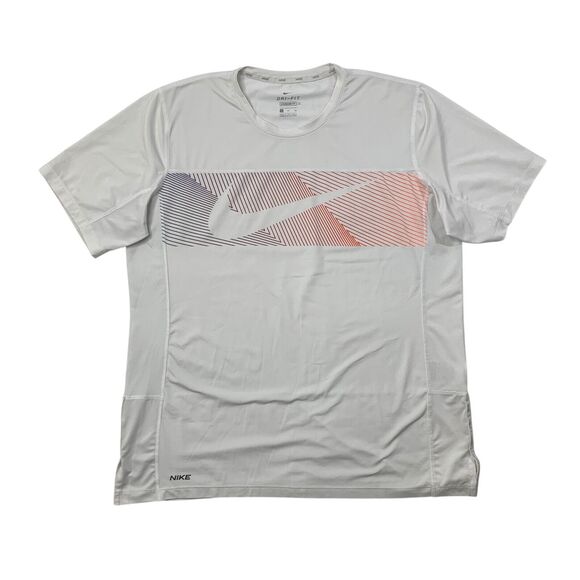 Nike T Shirt Mens XL White Standard Dri Fit Crew Neck Short Sleeve Swoosh Logo - Picture 1 of 10